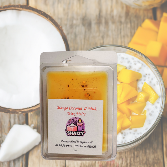 Ceras derretidas de mango, coco y leche